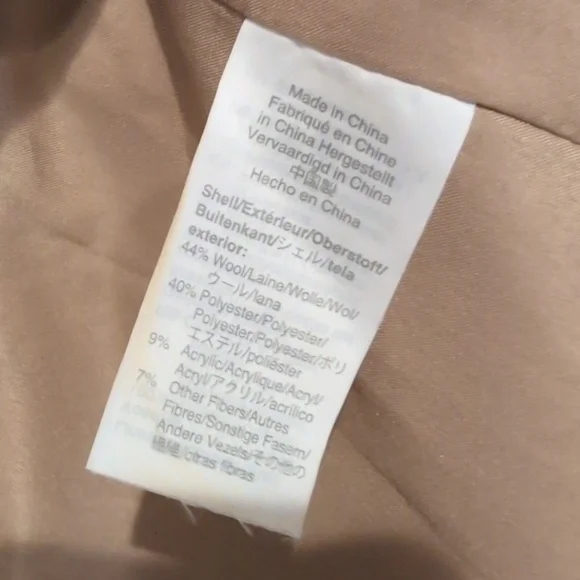 J. Crew Size 0 Camel Brown Wool Pea Coat With Zipper - Picture 3 of 4